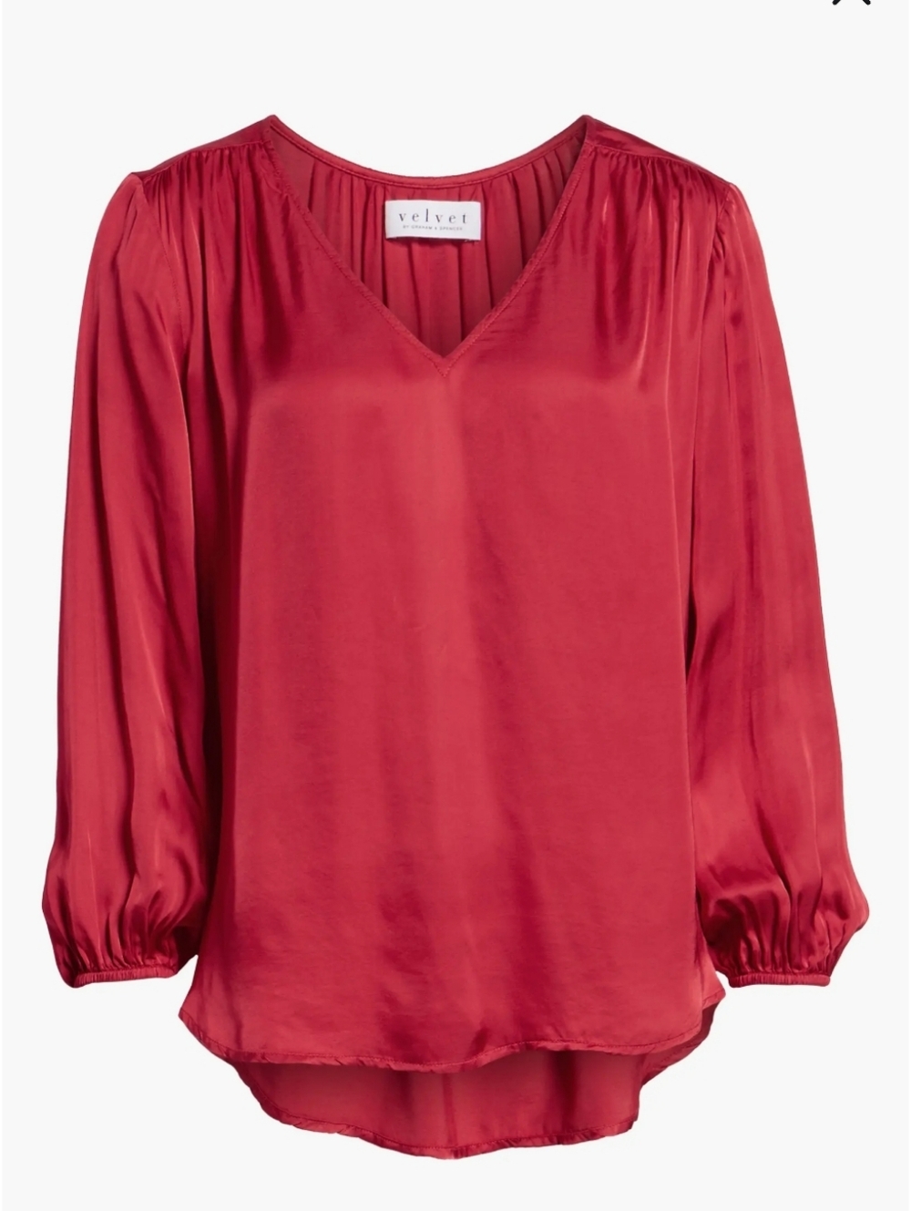 VELVET By Graham & Spencer Red Viscoss Long Sleeve Size Small